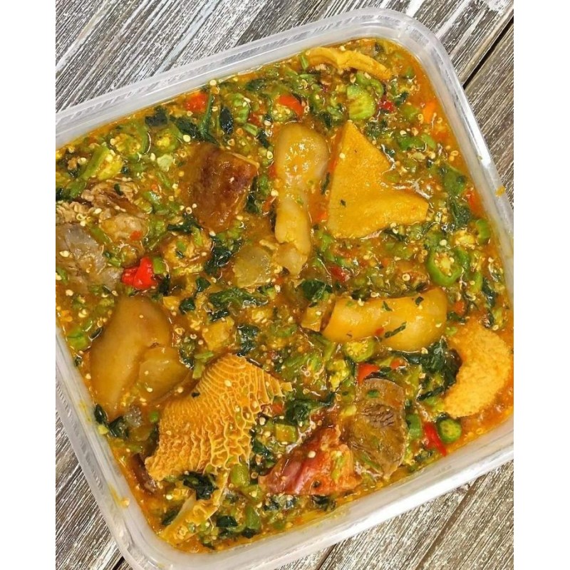 Okro Soup with Assorted meat