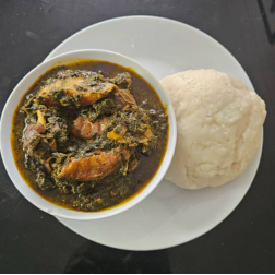 Afang soup Assorted Meat & Poundo Yam