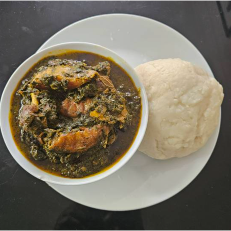 Afang soup Assorted Meat & Poundo Yam